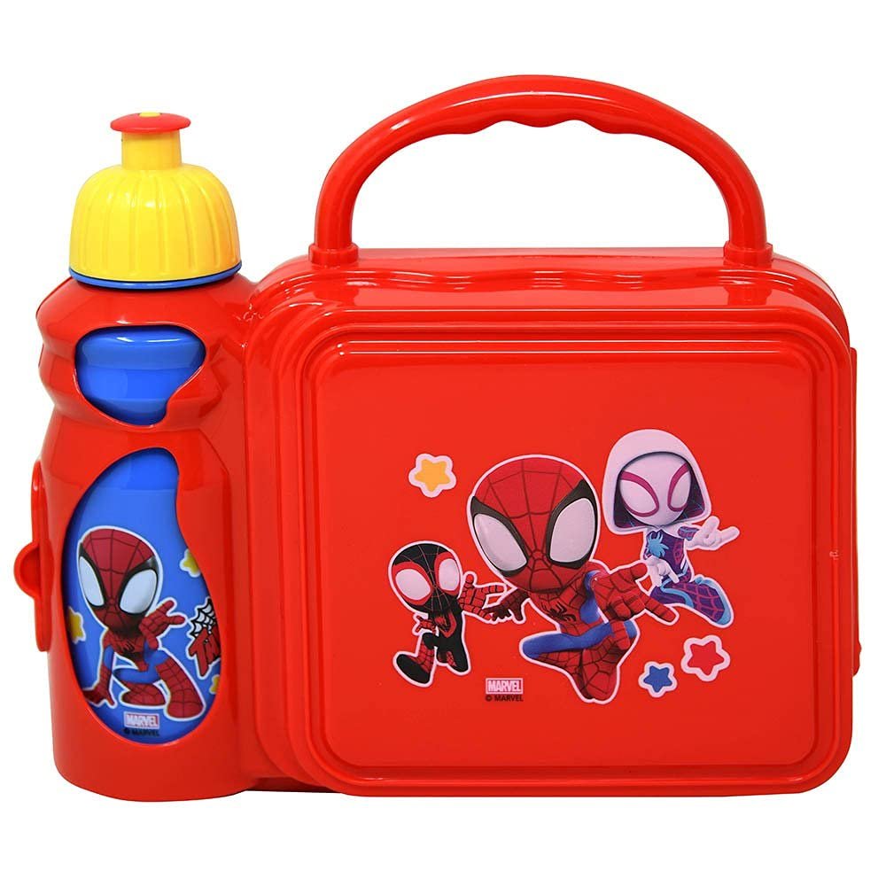 Zak Designs Spiderman Lunch Box with Water Bottle, 9 Inch, Red