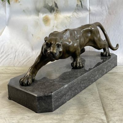 Art Deco Handcrafted Mountain Lion Bronze Wildlife Sculpture by Barye Deal