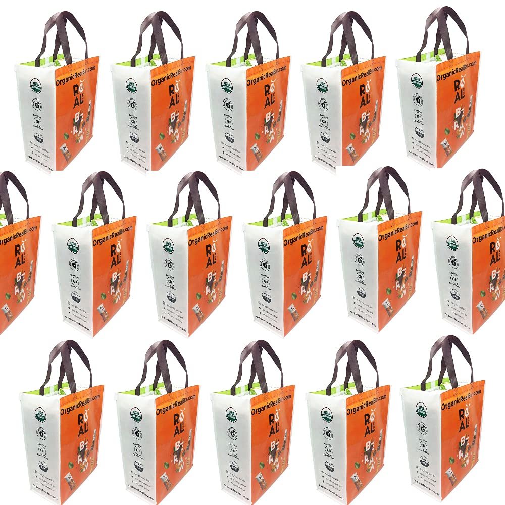 Organic Real Bar Medium Reusable Weather Proof Compact Grocery Bags Multi-Color 1 - 150 Bags (15))