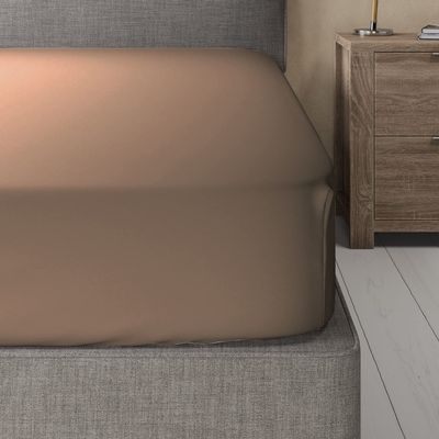 Royal Bedding Viscose from Bamboo and Cotton-Blend Fitted Sheet, Silky Soft, 60% Viscose Made from Bamboo and 40% Cotton Blend Fitted Sheet, Cal-King Size, Taupe
