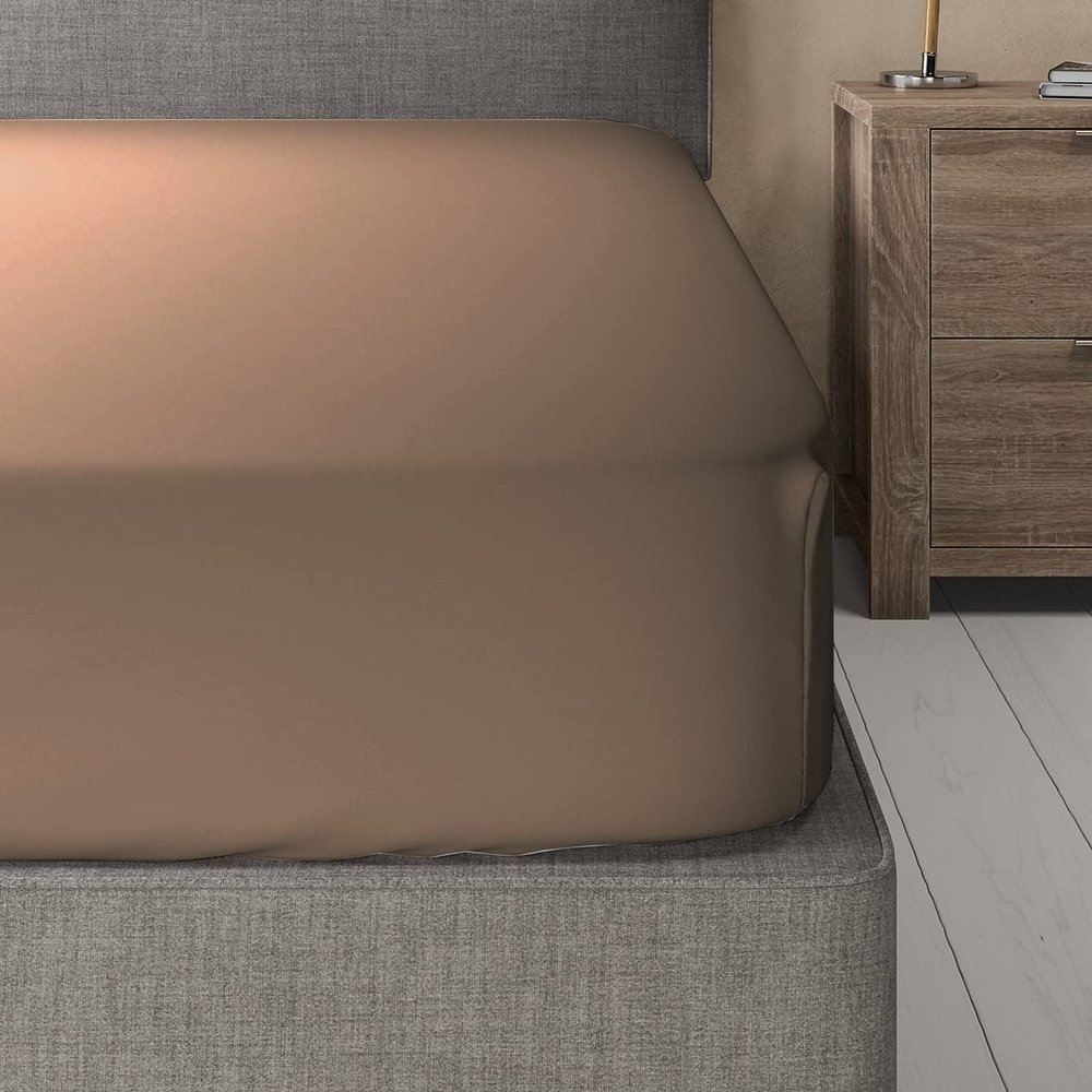 Royal Bedding Viscose from Bamboo and Cotton-Blend Fitted Sheet, Silky Soft, 60% Viscose Made from Bamboo and 40% Cotton Blend Fitted Sheet, Cal-King Size, Taupe