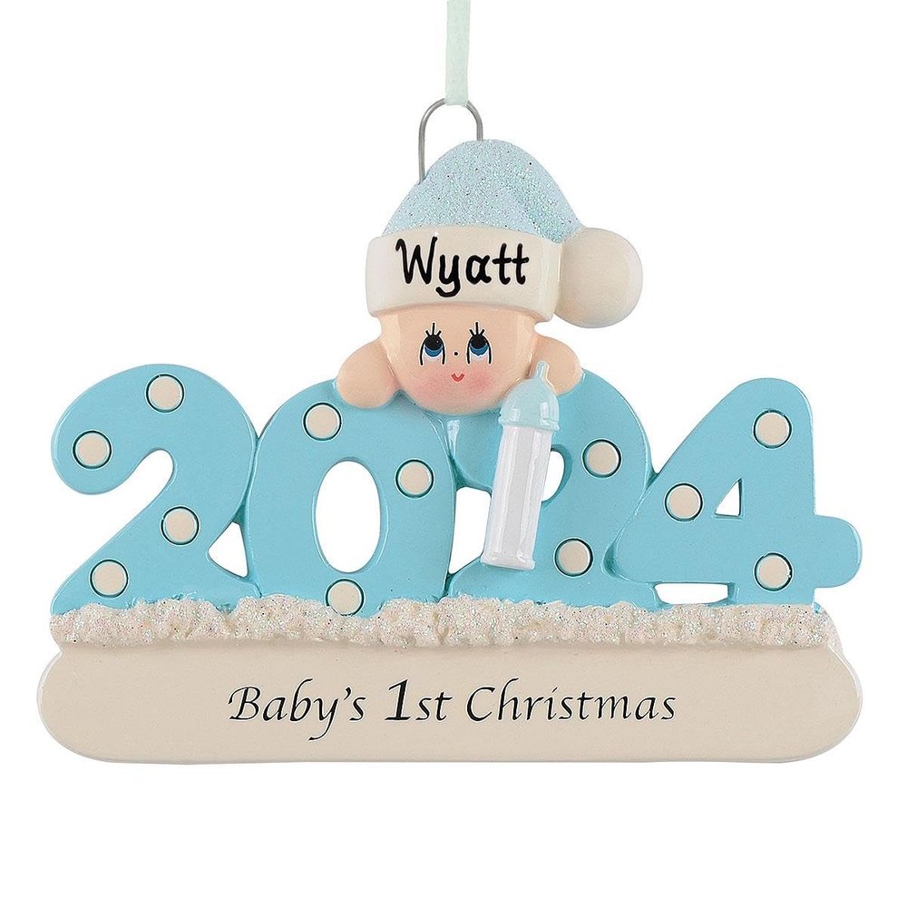 Baby's 1st Christmas Personalized Christmas Ornament (2024 Blue - Boy)