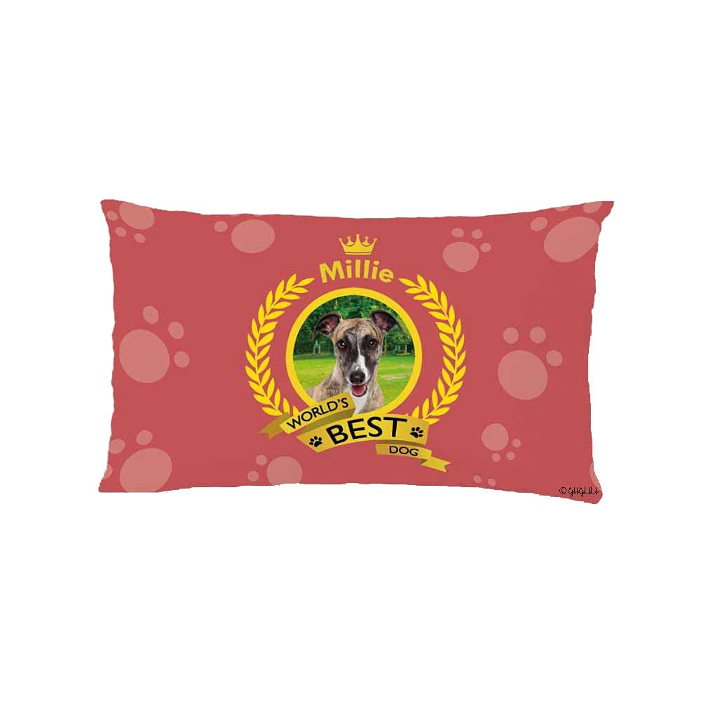 GUGLILI Custom Name Throw Pillow Cover World's Best Dog Whippet Dog Paws Decor Cushion Covers Pillowcase for Sofa Couch Bedroom Home 12x20 Inch Rectangle Red