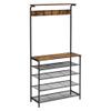 VASAGLE Hall Tree with Shoe Bench, Coat Rack Shoe Bench, 5-Tier Shoe Rack Different Heights, 5 Dual Hooks, Top Shelf, Entryway Organizer, Hallway Bedroom Dorm, Rustic Brown and Black UHSR408B01 view 1