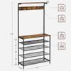 VASAGLE Hall Tree with Shoe Bench, Coat Rack Shoe Bench, 5-Tier Shoe Rack Different Heights, 5 Dual Hooks, Top Shelf, Entryway Organizer, Hallway Bedroom Dorm, Rustic Brown and Black UHSR408B01 view 2
