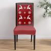 4Pcs Christmas Dining Chair Covers Protector Stretch Removable Washable Seat Cushion Slipcover, Elks Winter Snowflake Seat Cover Spandex for Dining Room Restaurant Hotel Classic Red Green Grid Border view 4