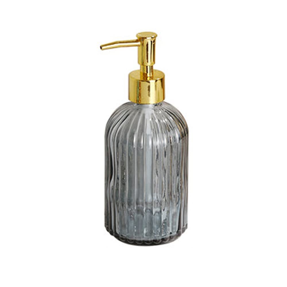 Layboo Concise Vertical Stripe Ceramic Hand Soap Dispenser, Decorative Liquid Soap & Lotion Dispenser Hand Soap Dispenser, for Kitchen or Bathroom Countertops 400ML (Grey)
