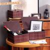 Honygebia Bamboo Decorative Storage Boxes - Set of 3 Woven Lined Storage Basket with Lids, Retro Brown Wicker Lidded Baskets for Home Kitchen Shelf Organizer Decor view 2