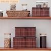Honygebia Bamboo Decorative Storage Boxes - Set of 3 Woven Lined Storage Basket with Lids, Retro Brown Wicker Lidded Baskets for Home Kitchen Shelf Organizer Decor view 3