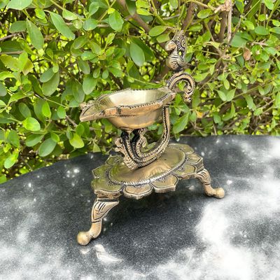 Aakrati Decorative Indian Brass Peacock Design Diya, Deepak, Home Decor Showpiece
