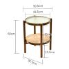 SH-tables Coffee Table, Nordic Sofa Side Table, (Glass+Rubber Wood) Rattan Round Table/Bedside Table/Telephone Table, for Living Room Balcony Bedroom view 2