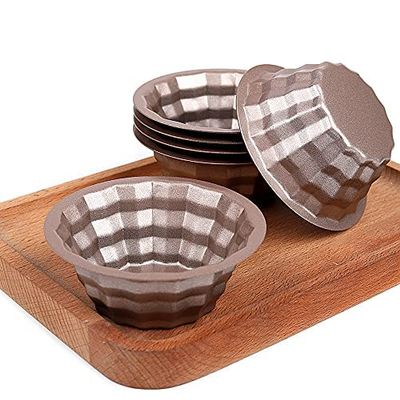 3 Designs 6pcs Wavy Spiral Crystal Round Shape Nonstick Carbon Steel Muffin Cupcake Mold Pudding Jelly Molds Cheese Mold Bakery (6pcs Crystal)