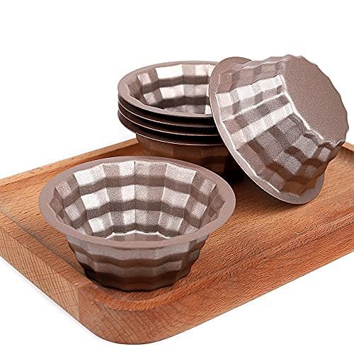 3 Designs 6pcs Wavy Spiral Crystal Round Shape Nonstick Carbon Steel Muffin Cupcake Mold Pudding Jelly Molds Cheese Mold Bakery (6pcs Crystal)