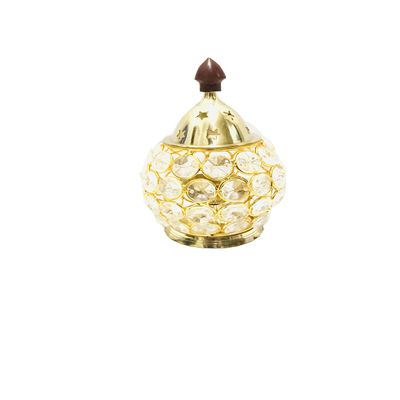 Brass Crystal Akhand Diya Jyot Diya for Diwali Oil Lantern Tealight Holder Decorative Dia for Navaratri Diya Navratri Pooja Item Mandir Decoration/Housewarming Return Gift Size- 5 inch