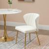 ANOUR Modern Dining Chairs, Velvet Accent Living Room Chairs, Set of 2, Upholstered Side Chair with Golden Metal Legs for Dining Room Kitchen Vanity Patio (White, 2 Pack) view 3