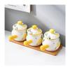 Storage Jars Spice Containers Set with Lids Ceramic Seasoning Box Spice Container Dustproof Spice Bottle with Spoon Cover Restaurant Seasoning Box Very Suitable for Kitchen Countertops 3 Pieces Condim view 1