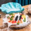 AIZYR ABS Resin Sashimi Sushi Serving Tray Plate Platter Dish Home Kitchen Food Fruit Tray for Wedding Birthday Party Self-Service Dining,Blue view 2