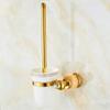 YRHH Toilet Brushes and Toilet Brush Holder Set Natural Marble Copper Antique Gold Plated Toilet Brush Holder Toilet Restroom Supplies view 2