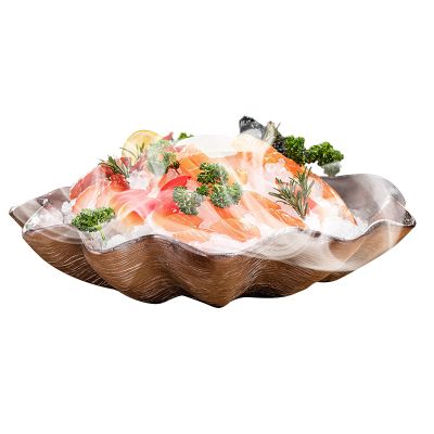 AIZYR ABS Resin Sashimi Sushi Serving Tray Plate Platter Dish Home Kitchen Food Fruit Tray for Wedding Birthday Party Self-Service Dining,Brown