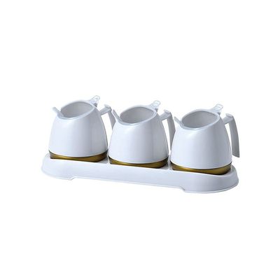 Storage Jars Spice Containers Set with Lids Spice Container Ceramic Seasoning Box Dust-proof Spice Bottle with Spoon Cover Restaurant Seasoning Box Very Suitable for Home Kitchen Countertop Decoration
