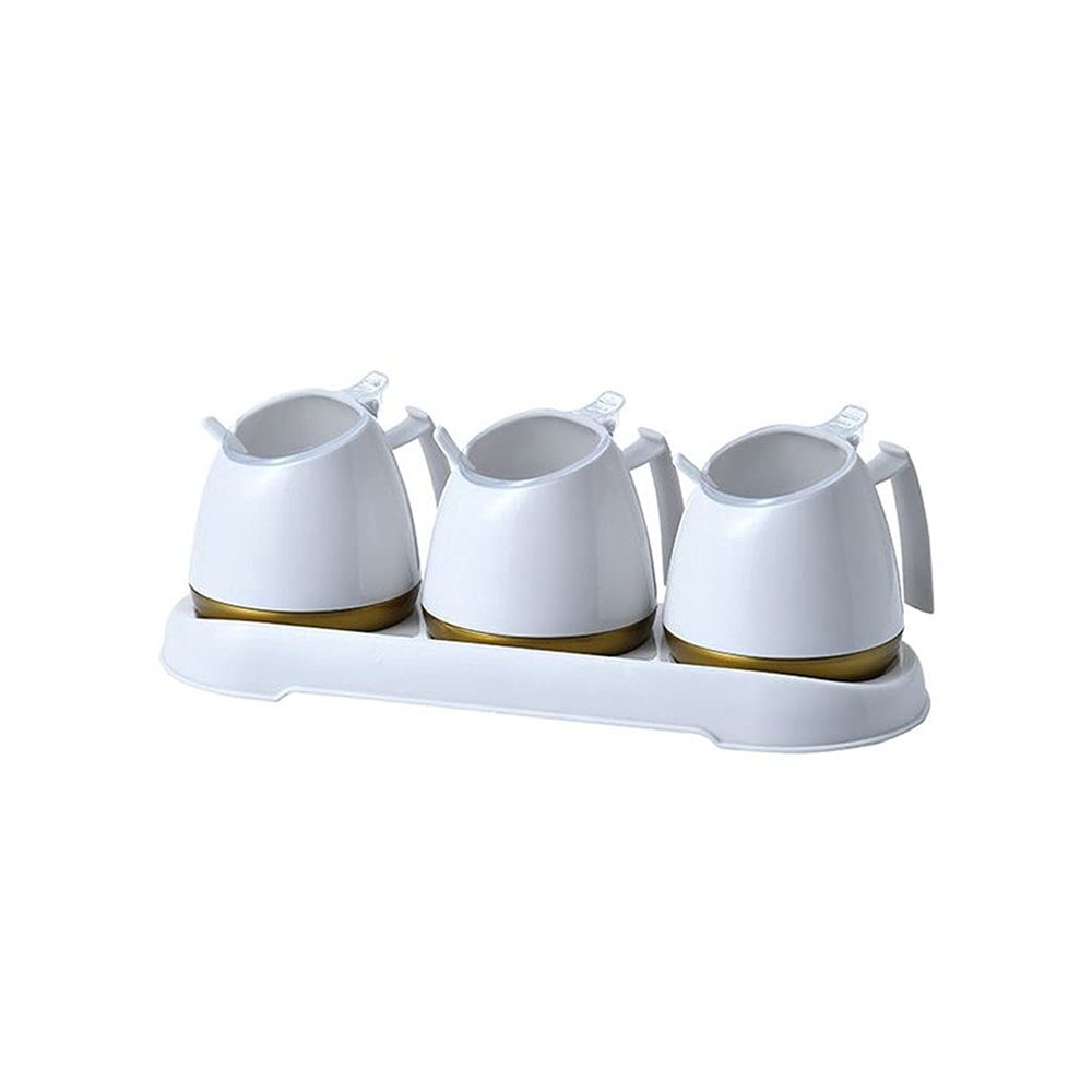 Storage Jars Spice Containers Set with Lids Spice Container Ceramic Seasoning Box Dust-proof Spice Bottle with Spoon Cover Restaurant Seasoning Box Very Suitable for Home Kitchen Countertop Decoration