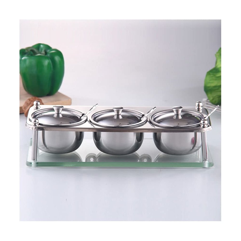 Storage Jars Spice Containers Set with Lids Stainless Steel Seasoning Box with Lid Seasoning Box Simple Spice Bottle Restaurant Seasoning Box Very Suitable for Home Kitchen Countertops Condiment Jar S