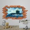 3D Wall Decal Nautical Submarine Nursery Decor Depth Illusion Underwater Wall Decor Vinyl Mural Removable Wall Sticker Decal Poster Kid Wall Stickers Mural Smashed Wall Art Removable Poster,32'' ar422 view 1