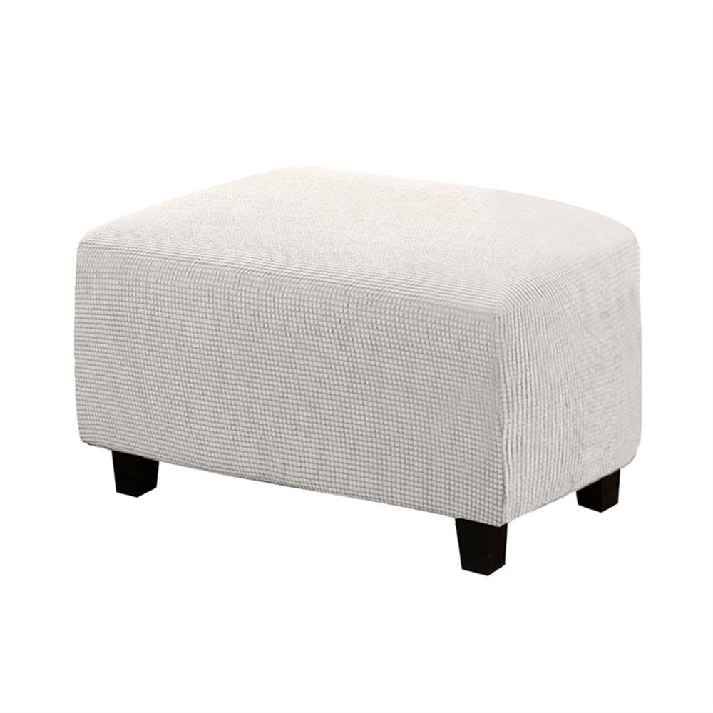 YSLJW Footrest Cover Velvet Ottoman Slipcovers Elastic Sofa Foot Rest Stool Cover Removable Footstool Protector (Color : White, Size : Large)