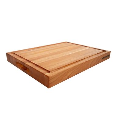 Medium Wood Cutting Board from American Cherry - A Reversible Butcher Block That Comes with Juice Groove for Cutting Meat and Juicy Veggies Easily - Cherry Chopping Board - 16x12x1.5"
