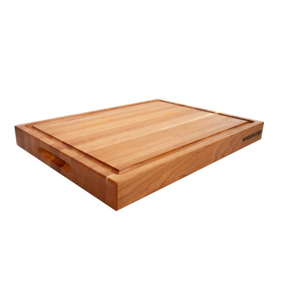 Medium Wood Cutting Board from American Cherry - A Reversible Butcher Block That Comes with Juice Groove for Cutting Meat and Juicy Veggies Easily - Cherry Chopping Board - 16x12x1.5"