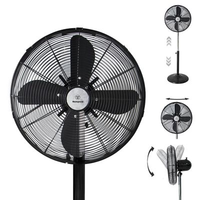 Westinghouse Retro/Vintage Metal Electric Fan 16 Inches With Adjustable Tilt & Base Height Of 37" - 51.5" - 90 Oscillating And 3 Speeds - Ideal For Home, Floor, Room, Bedroom, Black