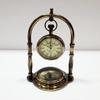 Antique Finish Brass Desk Clock with Base Compass Premium Look Decorative Desktop Clock Display Stand Clock by Ascent Gifts. view 2