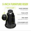 Slipstick CB671 5 Inch Bed Risers/Furniture Raisers with Steel Reinforced Holder Top, Lifts Height 5" (4 Pack) Supports 2,640 Pounds, Round, Black, Stackable with CB674 & CB672 view 2