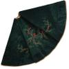 X.Sem Holly Leaf Embroidered Velvet Christmas Tree Skirt with Pleat Velvet Border 50'' (Dark Green, 50 inch) view 1