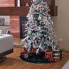 X.Sem Holly Leaf Embroidered Velvet Christmas Tree Skirt with Pleat Velvet Border 50'' (Dark Green, 50 inch) view 2