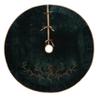 X.Sem Holly Leaf Embroidered Velvet Christmas Tree Skirt with Pleat Velvet Border 50'' (Dark Green, 50 inch) view 3