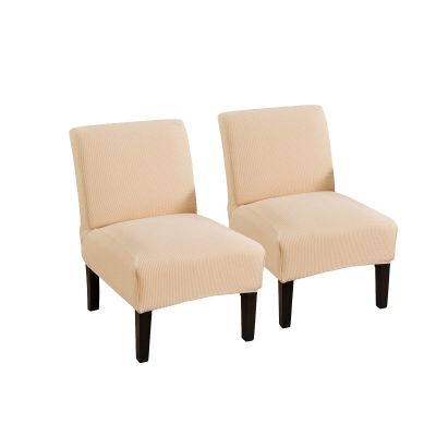 2psc Armless Chair Covers, Accent Chair Slipcover Non-Slip Slipper Chair Furniture Protector for Dining Living Room Armless Accent Chair