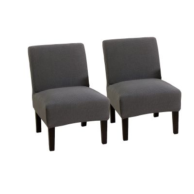 2psc Armless Chair Covers, Accent Chair Slipcover Non-Slip Slipper Chair Furniture Protector for Dining Living Room Armless Accent Chair