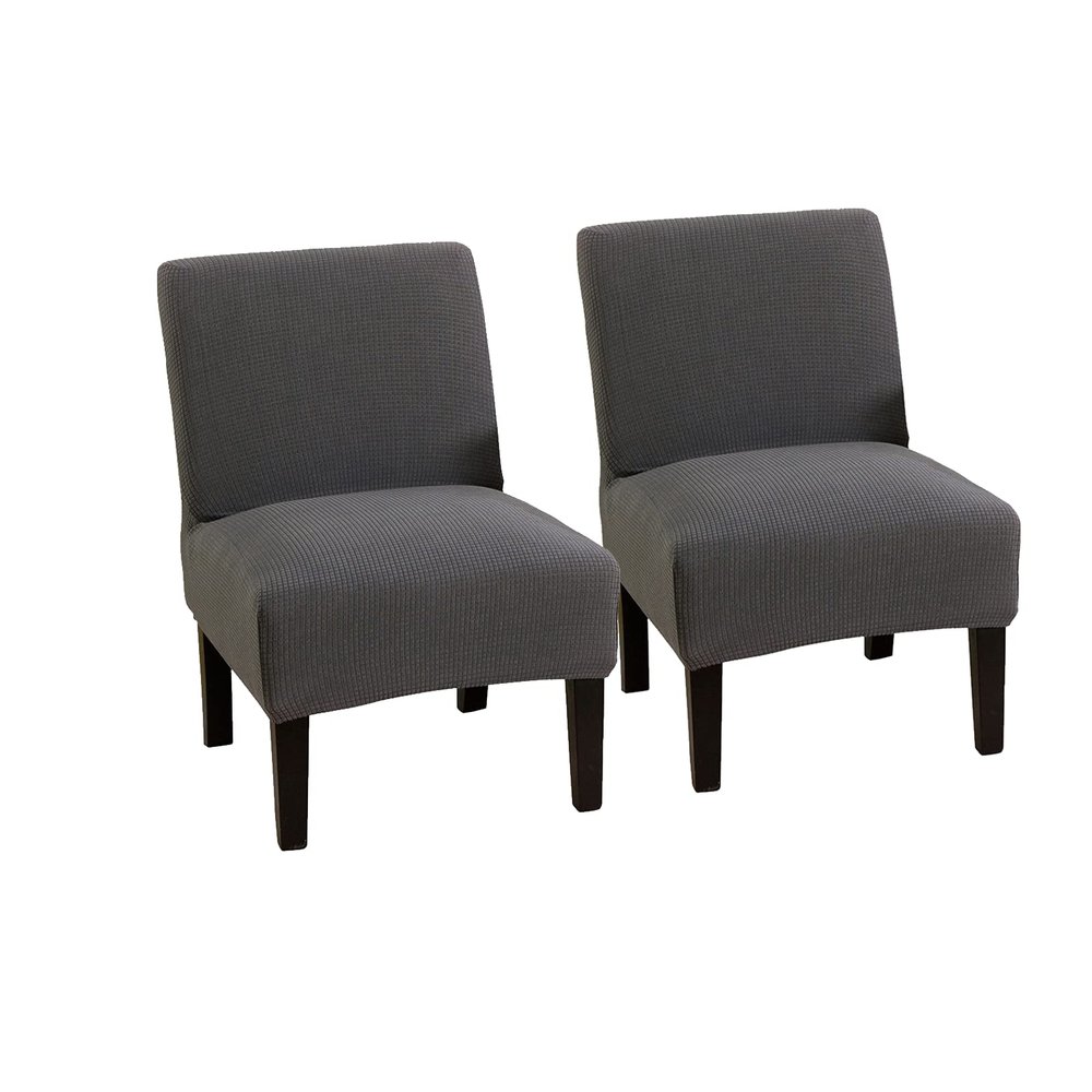 2psc Armless Chair Covers, Accent Chair Slipcover Non-Slip Slipper Chair Furniture Protector for Dining Living Room Armless Accent Chair