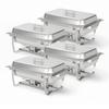 Alpha Living 4 Pack Chafing Dish Full Set  Stainless Steel Catering Chafer with Lids, Pans & Fuel Holders  Buffet Food Warmers for Parties, Events & Weddings  Alpine Gray Handles view 1