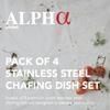 Alpha Living 4 Pack Chafing Dish Full Set  Stainless Steel Catering Chafer with Lids, Pans & Fuel Holders  Buffet Food Warmers for Parties, Events & Weddings  Alpine Gray Handles view 2