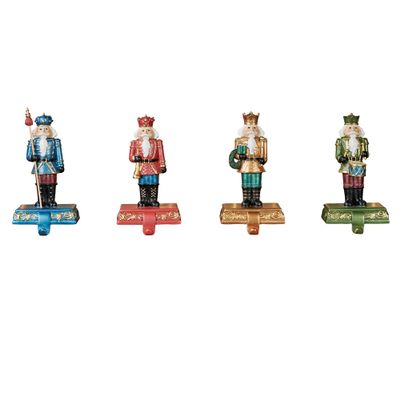Nutcracker Stocking Holders | Set of 4 | 8 Inches High | Christmas Decorations for Mantel