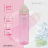 DEARART 26oz Water Bottle No Straw, 100% Leakproof Clear Bottles with Handle Easy Carried, Wide Mouth AUTOSPOUT Lock Button Flip Up Lid, Suit Sports School Travel Office Gym, Pink view 2