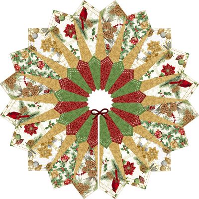 Hoffman California Hoffman Metallic Dresden Tree Skirt Kit, Natural Yard