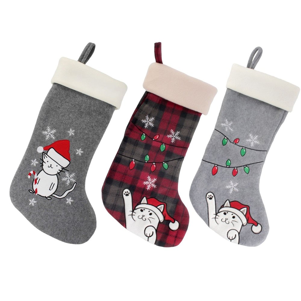 BambooMN 18" Classic Embroidered Sequined Animal Christmas Stocking - Assortment 89-3 Units