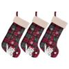 BambooMN 18" Classic Embroidered Sequined Animal Christmas Stocking - Naughty Cat Plaid - 3 Units view 1