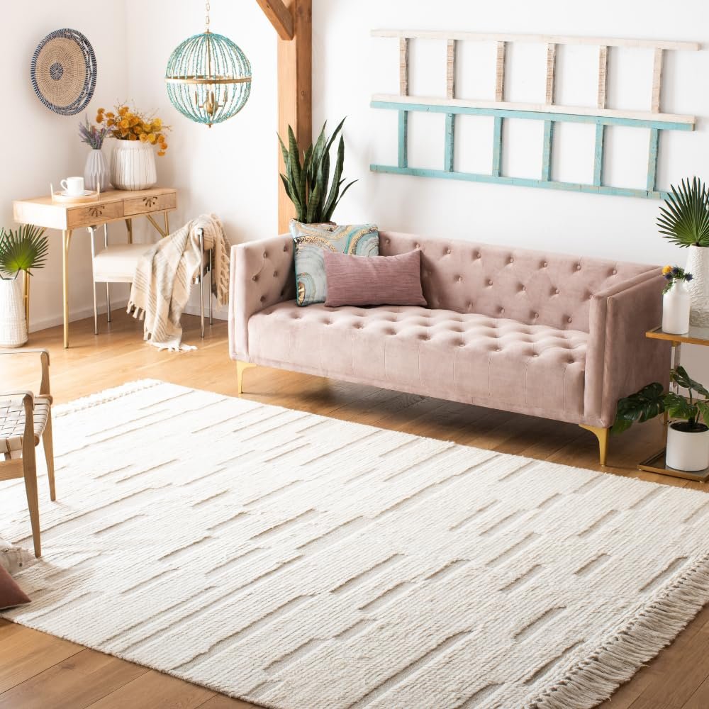 SAFAVIEH Casablanca Collection X-Large Area Rug - 11' x 15', Ivory, Handmade Moroccan Tassel Wool, Ideal for High Traffic Areas in Living Room, Bedroom (CSB454A)