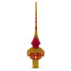 Dimensional Golden Jewels on Red Glass Christmas Tree Topper 11 Inches view 1