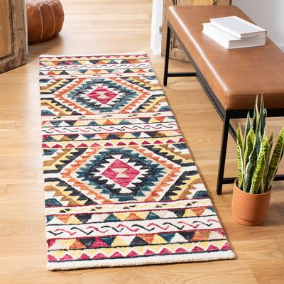 SAFAVIEH Aspen Collection Runner Rug - 2'3" x 9', Rust & Ivory, Handmade Moroccan Boho Tribal Wool, Ideal for High Traffic Areas in Living Room, Bedroom (APN806P)
