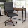 Merrick Lane Milano Contemporary High-Back Black Faux Leather Home Office Chair with Padded Rose Gold Arms view 1